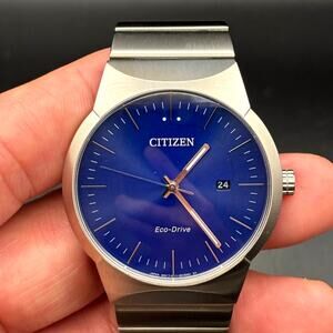 Citizen BM7580-51L Eco-Drive Axiom Men’s Blue Dial Stainless Steel Watch NIBWT